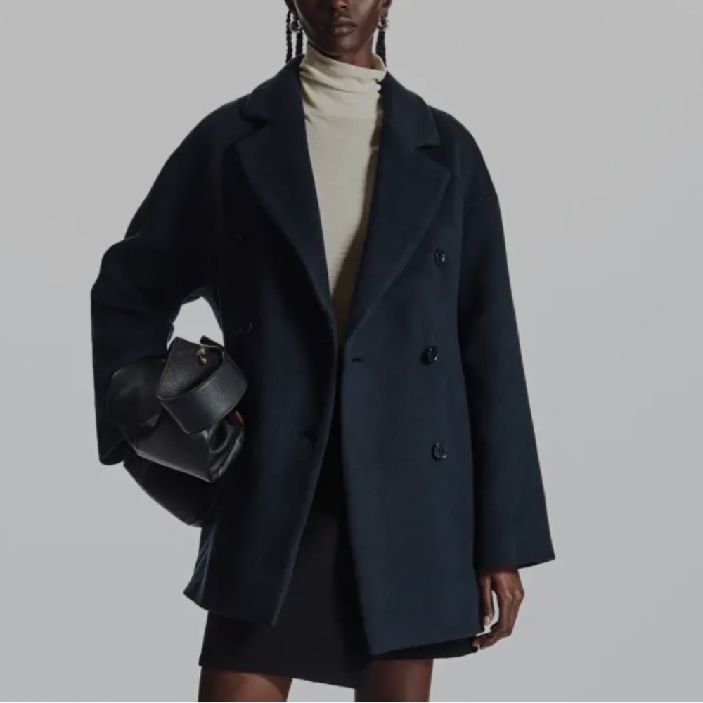 COS Black Double-Breasted Coat